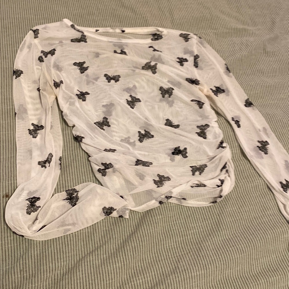Transparent mesh butterfly undershirt